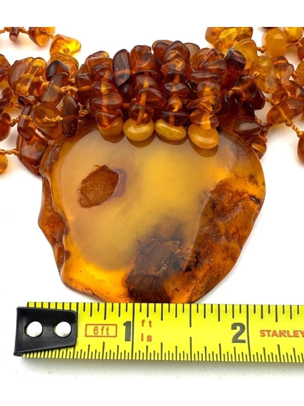 Vintage Genuine Amber Necklace Honey Butterscotch Multi Strand Pendant 20” 79g - Picture 8 of 16